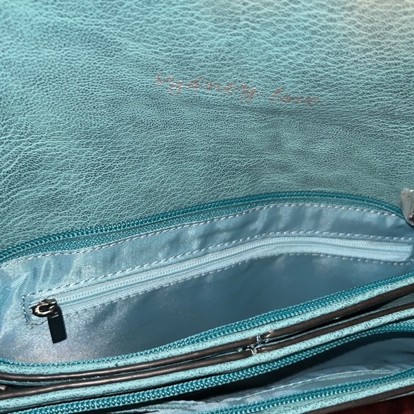 New Sydney Love aqua turquoise vegan leather handbag purse clutch - Picture 6 of 10